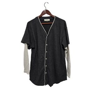 DIKOTOMY CO Men's Baseball Jersey Style‎ Double Layer Shirt XL Gray